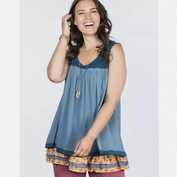 Matilda Jane School Spirit Layered Tank Tunic Blue Size Small - Picture 3 of 13